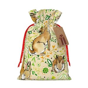 drawstrings christmas gift bags cute-bunny-rabbit-watercolor presents wrapping bags xmas gift wrapping sacks pouches medium