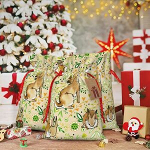 Drawstrings Christmas Gift Bags Cute-Bunny-Rabbit-Watercolor Presents Wrapping Bags Xmas Gift Wrapping Sacks Pouches Medium