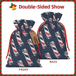 Drawstrings Christmas Gift Bags Vintage-Barber-Pole Presents Wrapping Bags Xmas Gift Wrapping Sacks Pouches Medium