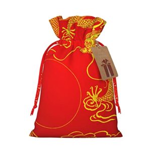 drawstrings christmas gift bags dragon-gold-japan-china presents wrapping bags xmas gift wrapping sacks pouches medium