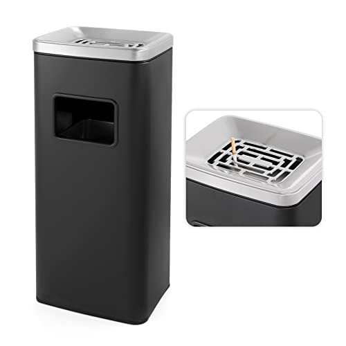 BEAMNOVA Trash Can Indoor Outdoor Stainless Steel Commercial Garbage Can Industrial Garbage Enclosure Inside Cabinet with Lid Waste Container, Color Black, 30 * 25 * 68 cm / 11.8 * 9.8 * 26.8 in