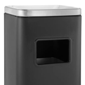 BEAMNOVA Trash Can Indoor Outdoor Stainless Steel Commercial Garbage Can Industrial Garbage Enclosure Inside Cabinet with Lid Waste Container, Color Black, 30 * 25 * 68 cm / 11.8 * 9.8 * 26.8 in