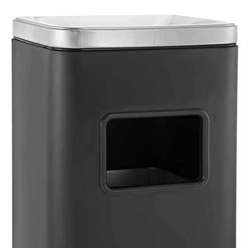 BEAMNOVA Trash Can Indoor Outdoor Stainless Steel Commercial Garbage Can Industrial Garbage Enclosure Inside Cabinet with Lid Waste Container, Color Black, 30 * 25 * 68 cm / 11.8 * 9.8 * 26.8 in