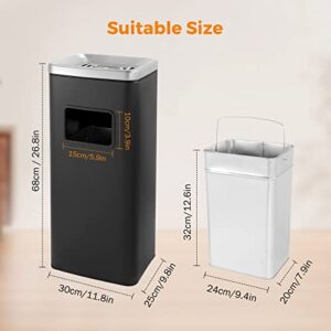 BEAMNOVA Trash Can Indoor Outdoor Stainless Steel Commercial Garbage Can Industrial Garbage Enclosure Inside Cabinet with Lid Waste Container, Color Black, 30 * 25 * 68 cm / 11.8 * 9.8 * 26.8 in