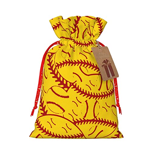 Drawstrings Christmas Gift Bags Baseball-Tennis-Strategy-Pattern Presents Wrapping Bags Xmas Gift Wrapping Sacks Pouches Medium