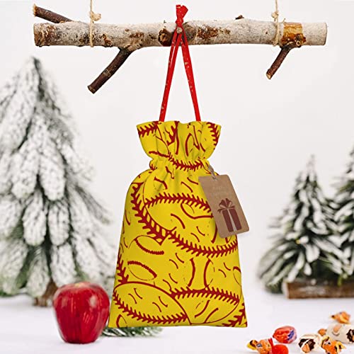 Drawstrings Christmas Gift Bags Baseball-Tennis-Strategy-Pattern Presents Wrapping Bags Xmas Gift Wrapping Sacks Pouches Medium