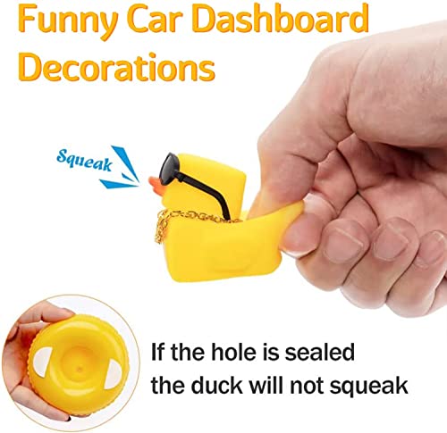wonuu Car Rubber Duck Car Duck Decoration Dashboard Car Ornament for Car Dashboard Decoration Accessories with Mini Swim Ring Necklace and Sunglasses (A_Worker Duck)