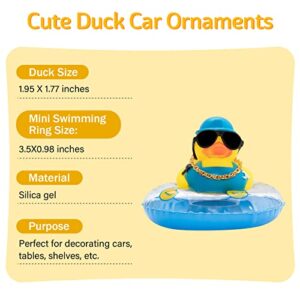 wonuu Car Rubber Duck Car Duck Decoration Dashboard Car Ornament for Car Dashboard Decoration Accessories with Mini Swim Ring Necklace and Sunglasses (A_Worker Duck)