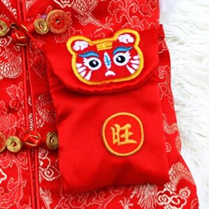 Dog Sweaters for Small Dogs,Kawaii Dog Clothes Chinese New Year Style for Small Dogs Girl and Boy,Puppy Clothes Soft Warm Fleece Thickening for Winter,Autumn Red S