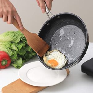 Kseroo 9.5 inch Nonstick Frying Pan Skillet, Stainless Steel Frying Pan, Granite Stone Coating Omelet Pan Egg Pan, Healthy & Safe Cookware Chef Pan, PFOA PFAS Free, Stainless Steel Handle, Oven Safe
