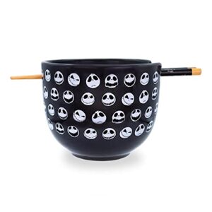 the nightmare before christmas disney jack skellington faces japanese ceramic dinnerware set | includes 20-ounce ramen noodle bowl and wooden chopsticks