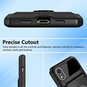 SAMONPOW for iPhone XR Case Hybrid iPhone XR Wallet Case Card Holder with 360°Rotating Kickstand Heavy Duty Protection Shockproof Anti Scratch Soft Rubber Bumper Cover Case for iPhone XR 6.1" Black