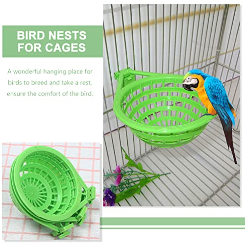 6pcs Plastic Canary Nest-Bird Nest Plastic Hollow Hanging Cage Eggs Hatching Tool Pan Finch Parrot Canary Pigeon Nest Bowl Green