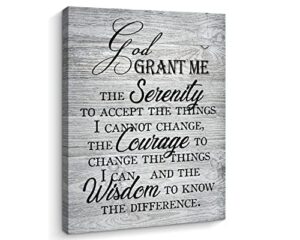 creoate serenity prayer canvas wall art, god grant me the serenity inspirational wall art farmhouse wall decor for bedroom scripture pray room,grey, ready to hang