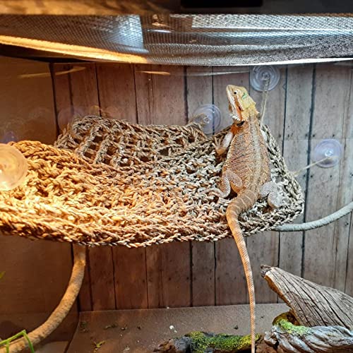 MUYG Reptile Hammock,Large Lizard Lounger,Bearded Dragon Tank Accessories Natural Seagrass Hammocks Hanging Flexible Climbing Vines Decoration for Gecko Snakes Chameleon(4 PCS)