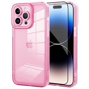 mzelq compatible with iphone 14 pro max case bling glitter cute cover, shockproof cute anti-skid soft phone case for girls women full body protection crystal case -pink