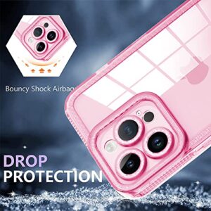MZELQ Compatible with iPhone 14 Pro Max Case Bling Glitter Cute Cover, Shockproof Cute Anti-Skid Soft Phone Case for Girls Women Full Body Protection Crystal Case -Pink
