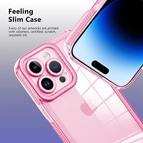 MZELQ Compatible with iPhone 14 Pro Max Case Bling Glitter Cute Cover, Shockproof Cute Anti-Skid Soft Phone Case for Girls Women Full Body Protection Crystal Case -Pink