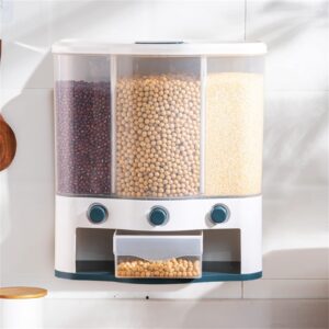 BhshuidlS Dry Food Dispenser Container 3 Grid Rice Storage Dispenser Container Grain Dispenser for Small Granular Grains