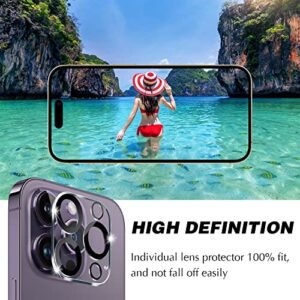 Potok [3 Pack] Tempered Glass Camera Lens Protector for iPhone 14 Pro/ 14 Pro Max, [Case Friendly][Scratch-Resistant][Night Shooting Mode] Camera Screen Protector