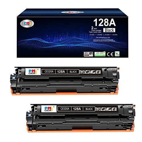 128A Black Toner Cartridges (2-Pack) Replacement for HP128A CE320A Pro Color CP1525n CP1525nw CM1415fnw CM1415fn Printer Ink