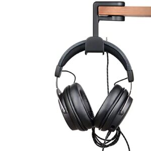 gaming headset headphone hook holder hanger mount, headphones stand with adjustable & rotating arm clamp, headphone stand holder under desk, black