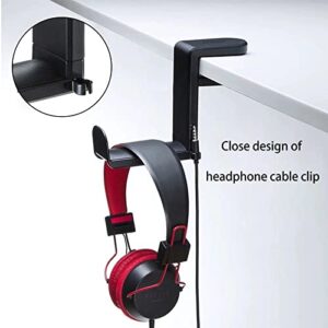 Gaming Headset Headphone Hook Holder Hanger Mount, Headphones Stand with Adjustable & Rotating Arm Clamp, Headphone Stand Holder Under Desk, Black