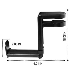 Gaming Headset Headphone Hook Holder Hanger Mount, Headphones Stand with Adjustable & Rotating Arm Clamp, Headphone Stand Holder Under Desk, Black