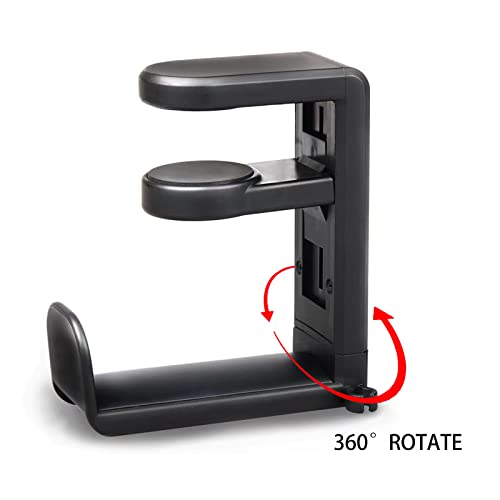 Gaming Headset Headphone Hook Holder Hanger Mount, Headphones Stand with Adjustable & Rotating Arm Clamp, Headphone Stand Holder Under Desk, Black