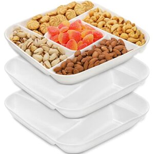 DEAYOU 3 Pack Ceramic Chip and Dip Serving Tray, Porcelain Divided Serving Platter, 10" Decorative Sectional Appetizer Plate, 5-Compartment Stoneware Relish Fruit Dish for Veggie, Snack, Entertaining