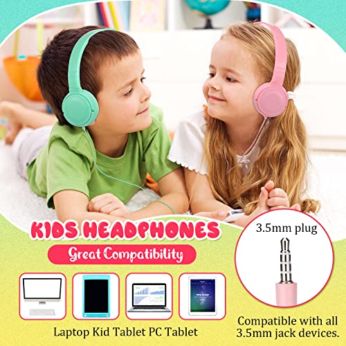 12 Pack Kids Headphones Bulk Classroom Headphones with Microphone 3.5 mm Jack Stereo Headphones Multi Color Headsets Adjustable Wired on Ear Headphones for Kids Adults School Classroom Library