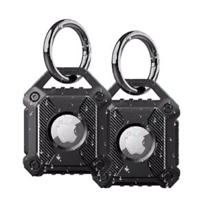 2 pack waterproof airtag holder,compatible apple air tag tracker with key ring,protective anti-scratch anti-lost cover compatible with air tag holder(black) for keys/dog collar/luggage