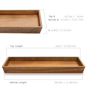 Jo Lavie Sink Wood Vanity Tray - Modern Bathroom Decor for Restroom, Dressers, Countertop - Versatile House and Apartment Decoration - 12" x 5" x 1"