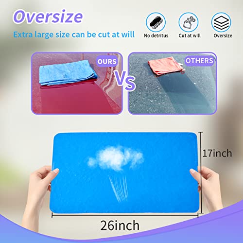 ZTFIAYUE Shammy Towel for Car Super Absorbent Drying Towel Car Soft Washing Cleaning Cloth Scratch Free Chamois Cloth for Car - 2 Pack Blue - 26" x 17"