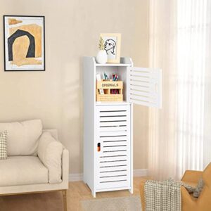 YARUKIMA Bathroom Storage Cabinet,Toilet Side Storage Organizer Floor Freestanding Cabinet with Shelves and Door,Bathroom Furniture,Side Table/Nightstand/Side Cabinet for Bedroom Living Room, White