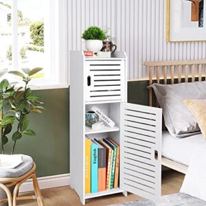 YARUKIMA Bathroom Storage Cabinet,Toilet Side Storage Organizer Floor Freestanding Cabinet with Shelves and Door,Bathroom Furniture,Side Table/Nightstand/Side Cabinet for Bedroom Living Room, White