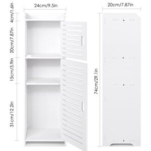 YARUKIMA Bathroom Storage Cabinet,Toilet Side Storage Organizer Floor Freestanding Cabinet with Shelves and Door,Bathroom Furniture,Side Table/Nightstand/Side Cabinet for Bedroom Living Room, White