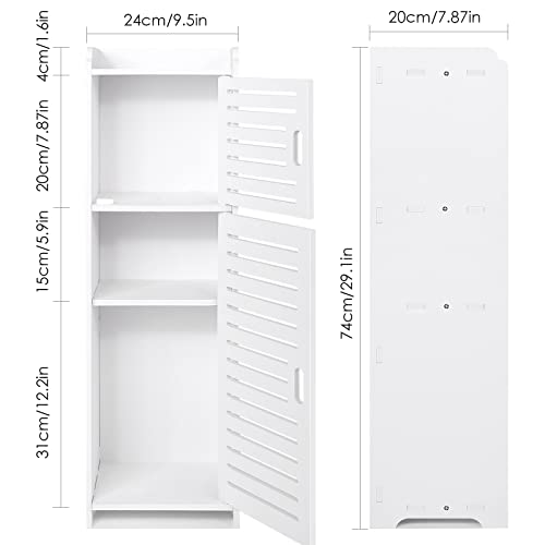 YARUKIMA Bathroom Storage Cabinet,Toilet Side Storage Organizer Floor Freestanding Cabinet with Shelves and Door,Bathroom Furniture,Side Table/Nightstand/Side Cabinet for Bedroom Living Room, White