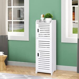 YARUKIMA Bathroom Storage Cabinet,Toilet Side Storage Organizer Floor Freestanding Cabinet with Shelves and Door,Bathroom Furniture,Side Table/Nightstand/Side Cabinet for Bedroom Living Room, White