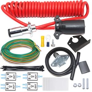 carrofix universal 7 pin to 6 pin wire rv towed vehicle wiring kit 8ft coiled cord cable trailer harness wiring connector