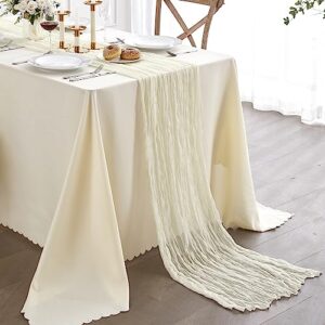 Nialnant Table Runner 35 X 160 Inch Beige Cheesecloth Table Runner for Wedding Reception,Rustic Table Runners for Boho Party,Holidays,Bridal Showers Decorations