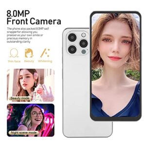 Dilwe 6.7" Pro Max 4G Unlocked Android Smartphone, Cell Phone Android 12 4GB RAM 128GB ROM, 6.7 Inch Phone with 4000mAh Battery, 8MP 16MP Cameras Support C Port Fast Charging(6.7" White)