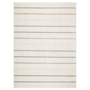lillian lillian august crescent aris modern striped area rug, beige/grey/blue, 5'2"x7'2"