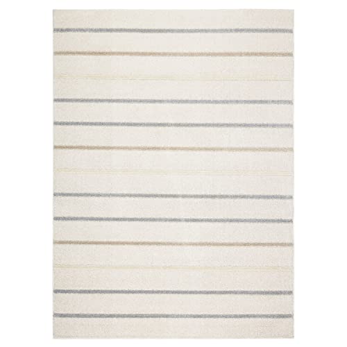 Lillian Lillian August Crescent Aris Modern Striped Area Rug, Beige/Grey/Blue, 5'2"x7'2"