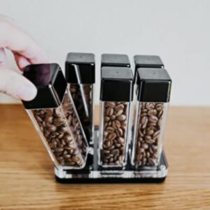 Normcore 6 Tubes Coffee Bean Cellars with Stand & Hopper - Single Dose Coffee Bean Vaults - Espresso Bean Storage Set - One-Way Exhaust Valve - Capacity 25-28g