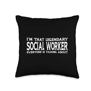 social worker gift social worker tee birthday gift job title employee funny social worker throw pillow, 16x16, multicolor