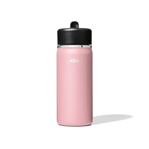 oxo strive 16oz wide mouth water bottle with straw lid - rose quartz