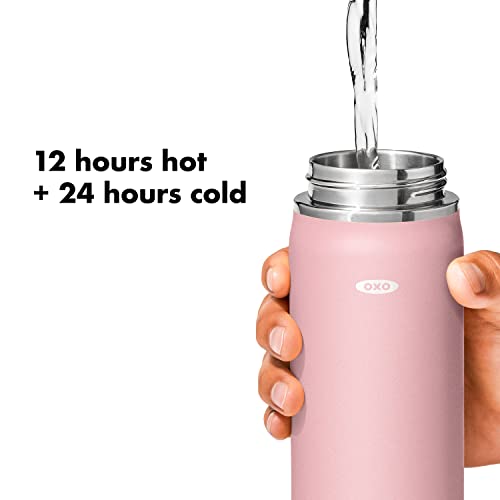 OXO Strive 16oz Wide Mouth Water Bottle with Straw Lid - Rose Quartz