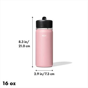 OXO Strive 16oz Wide Mouth Water Bottle with Straw Lid - Rose Quartz