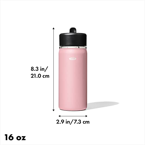 OXO Strive 16oz Wide Mouth Water Bottle with Straw Lid - Rose Quartz